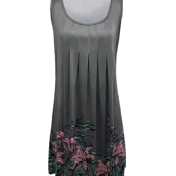 Gray floral sleeve less dress lightweight, built in lining - Picture 2 of 5